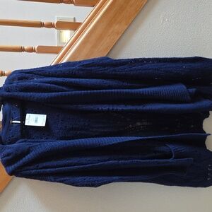 Free People Alpaca Navy Hooded Cardigan   Size-Large NEW